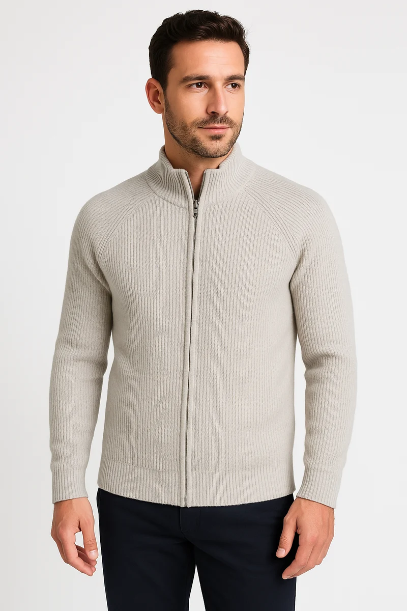 Four Seasons Merino Wool Zipped Cardigan