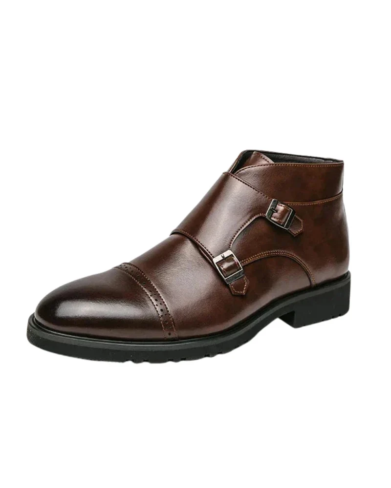 Leather Boots With Buckle Closure