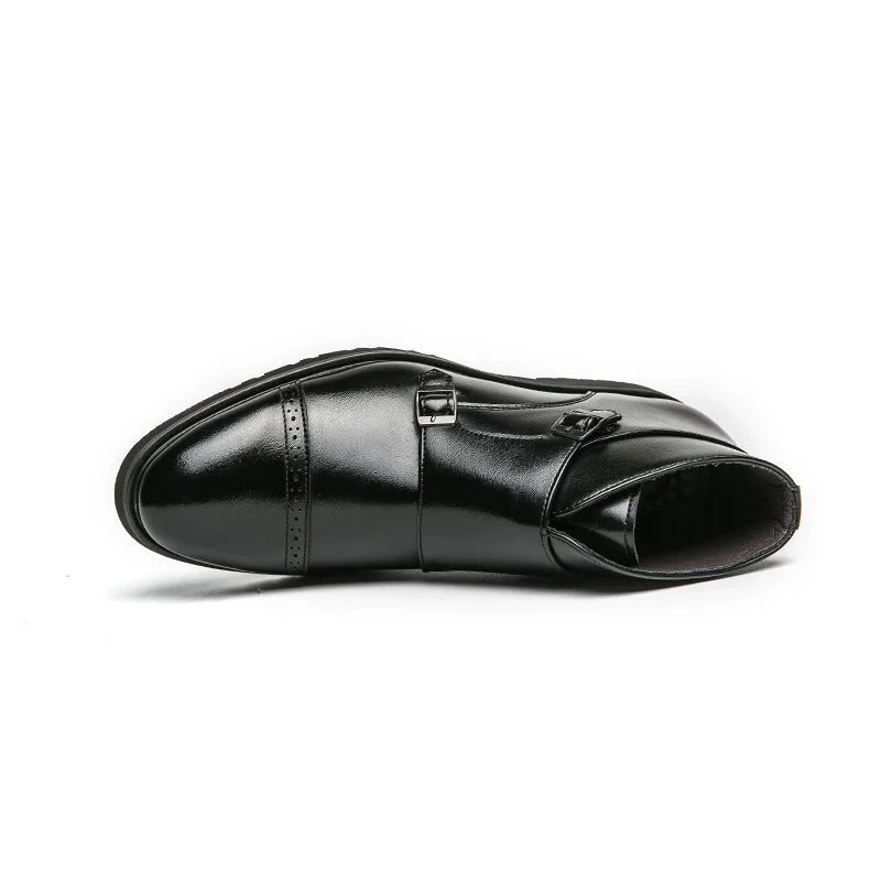 Leather Boots With Buckle Closure