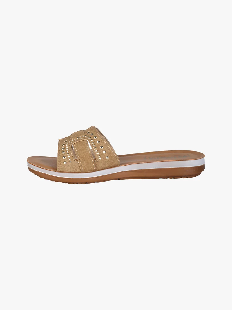 Ciabatte donna con piccole borchie - marrone