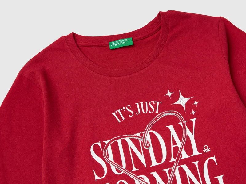 T-Shirt mit Glitzer-Print