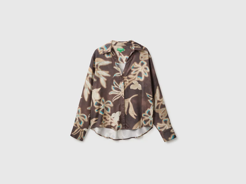 Satinhemd mit Blumenprint