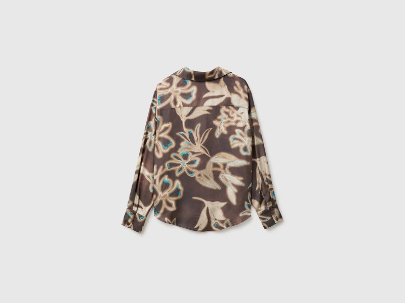 Satinhemd mit Blumenprint