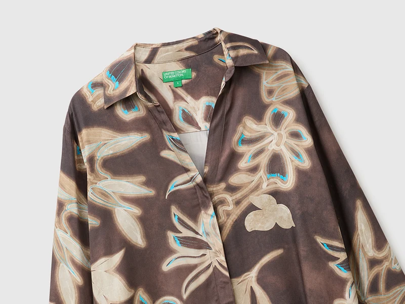 Satinhemd mit Blumenprint