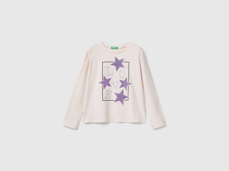T-Shirt mit Glitter-Print