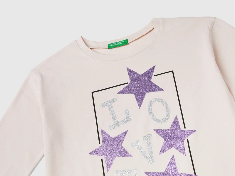 T-Shirt mit Glitter-Print