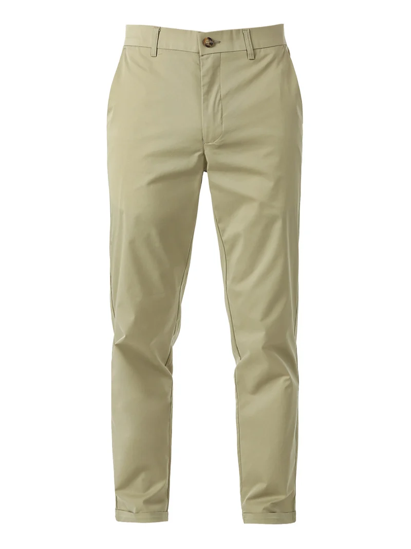 Pantaloni casual da uomo leggeri con risvolto - pistacchio