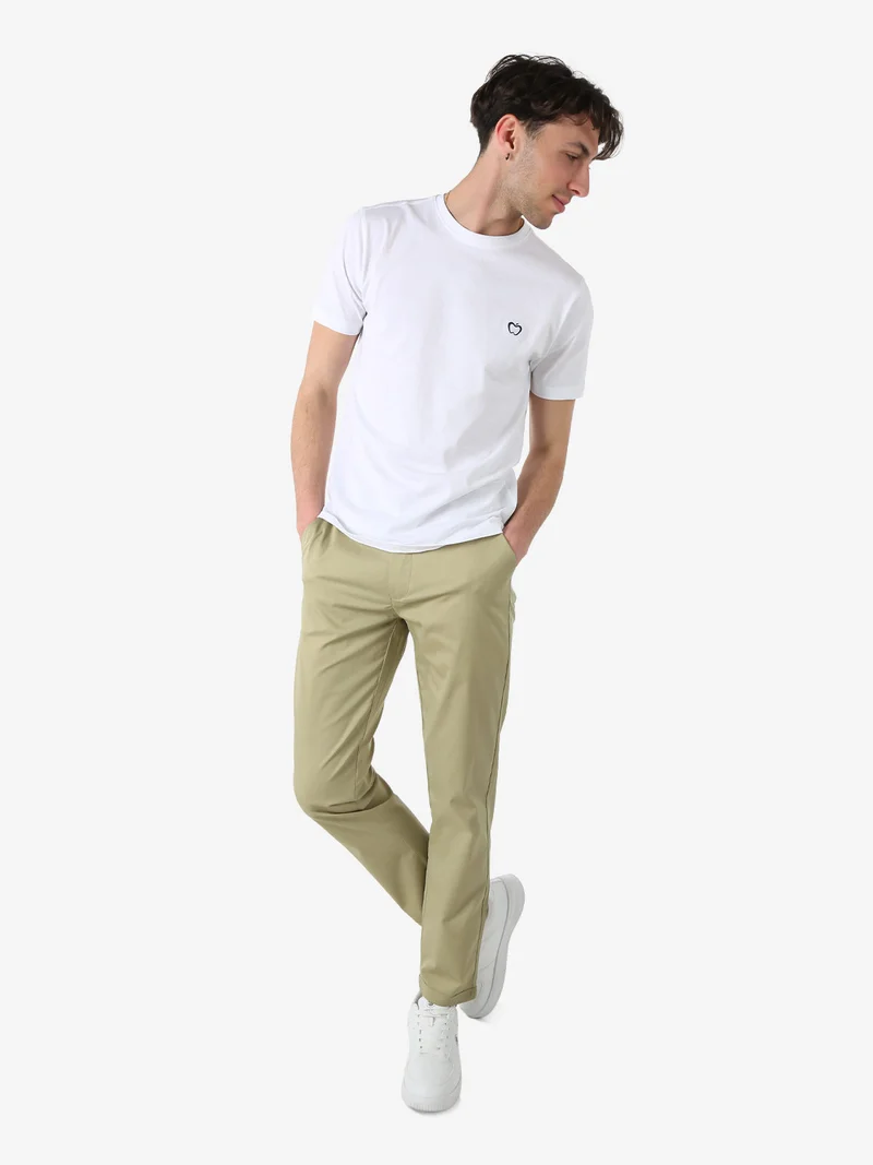 Pantaloni casual da uomo leggeri con risvolto - pistacchio