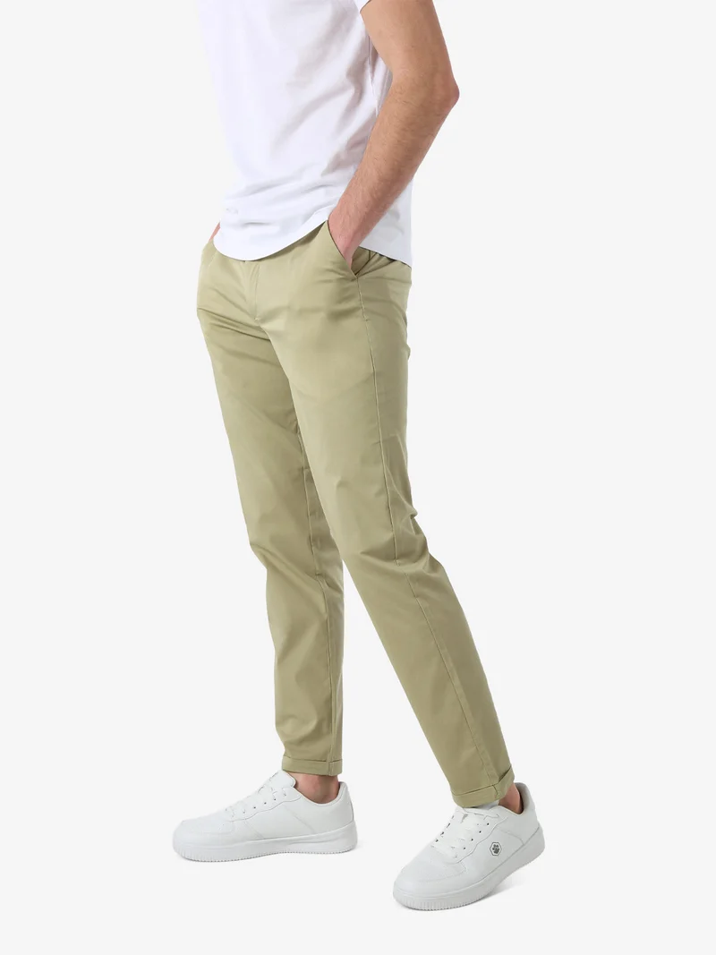 Pantaloni casual da uomo leggeri con risvolto - pistacchio
