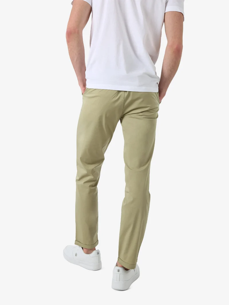 Pantaloni casual da uomo leggeri con risvolto - pistacchio
