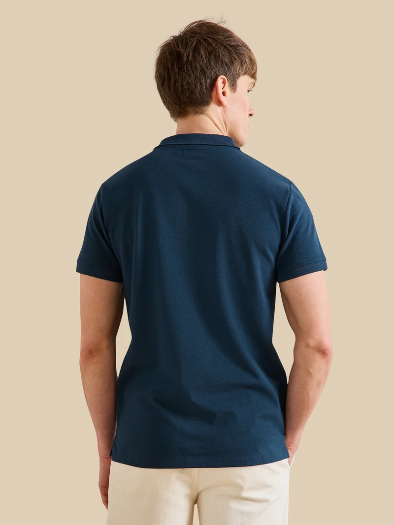 Einfarbiges Herren-Poloshirt aus Pikee aus Bio-Baumwolle
