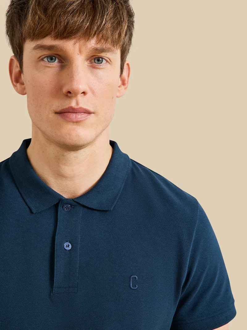 Einfarbiges Herren-Poloshirt aus Pikee aus Bio-Baumwolle