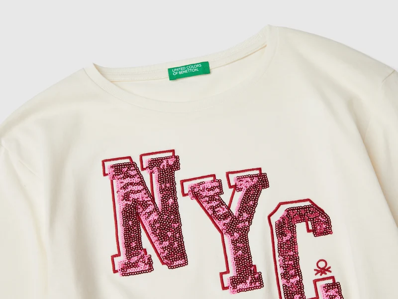 T-Shirt mit Pailletten, aus Bio-Baumwolle