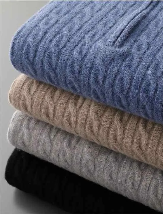 Deneb Cashmere Woven Half Zip
