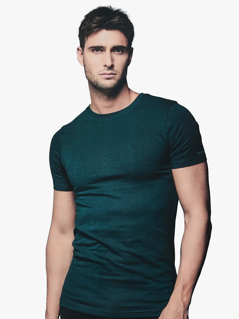 T-shirt intima da uomo in cotone bielastico - verde