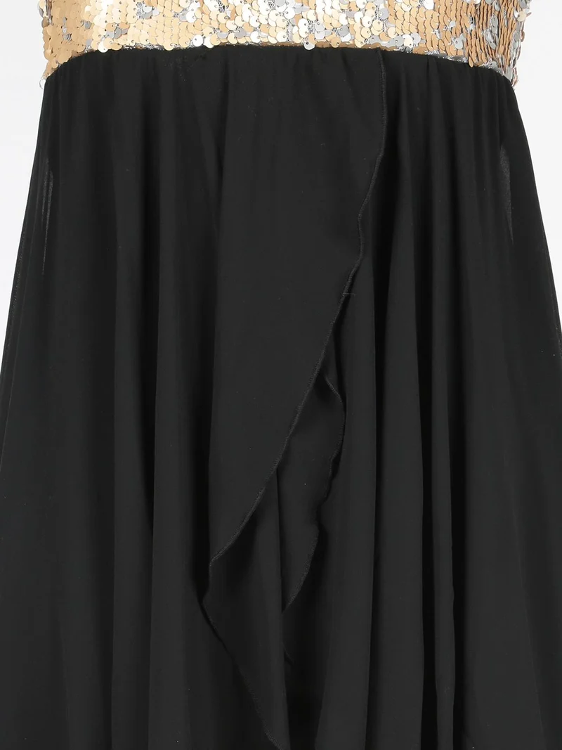 Vestito lungo sul retro con paillettes - nero