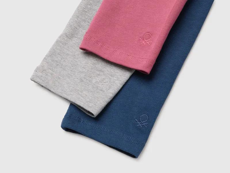 Drei Leggings aus Stretch-Baumwolle