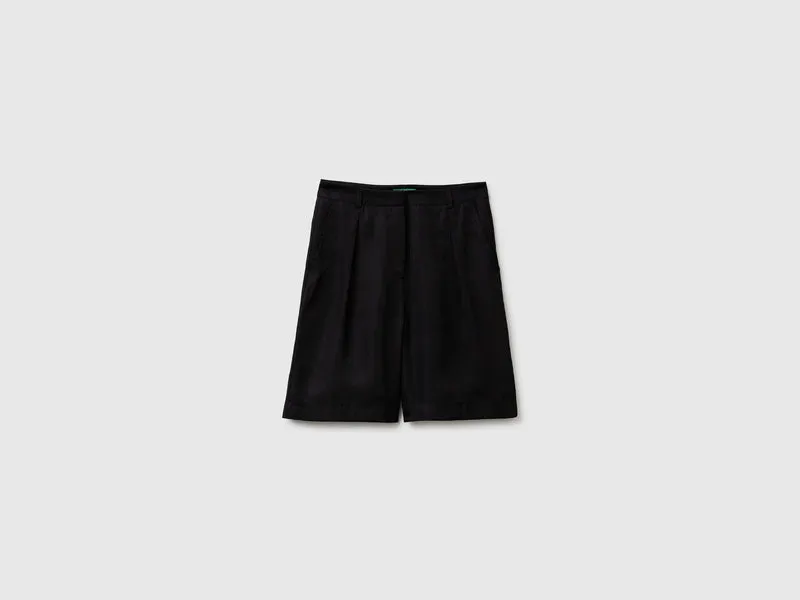 Bermuda-Shorts mit Bundfalten aus 100% Lyocell