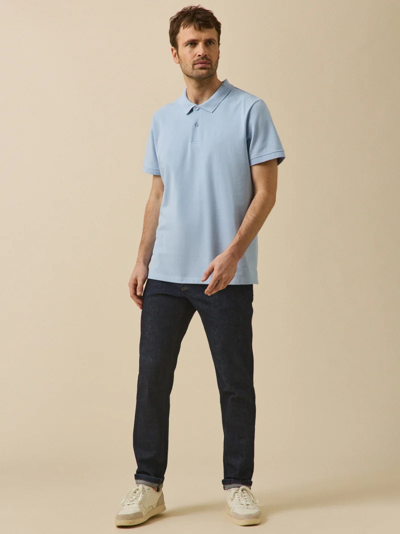 Einfarbiges Herren-Poloshirt aus Pikee aus Bio-Baumwolle