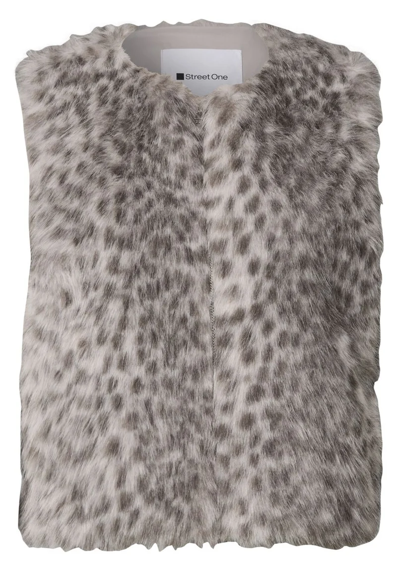 Fake-Fur Weste mit Zipper und Taschen