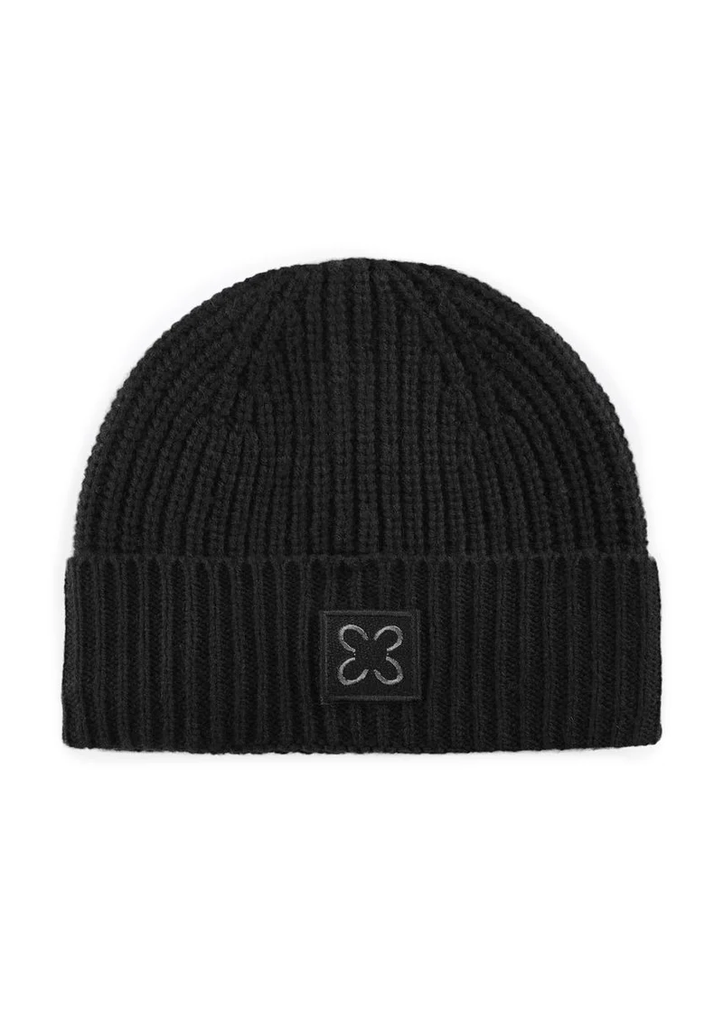 KNITTED HAT ACRYL/WOOL SOLID blue-2
