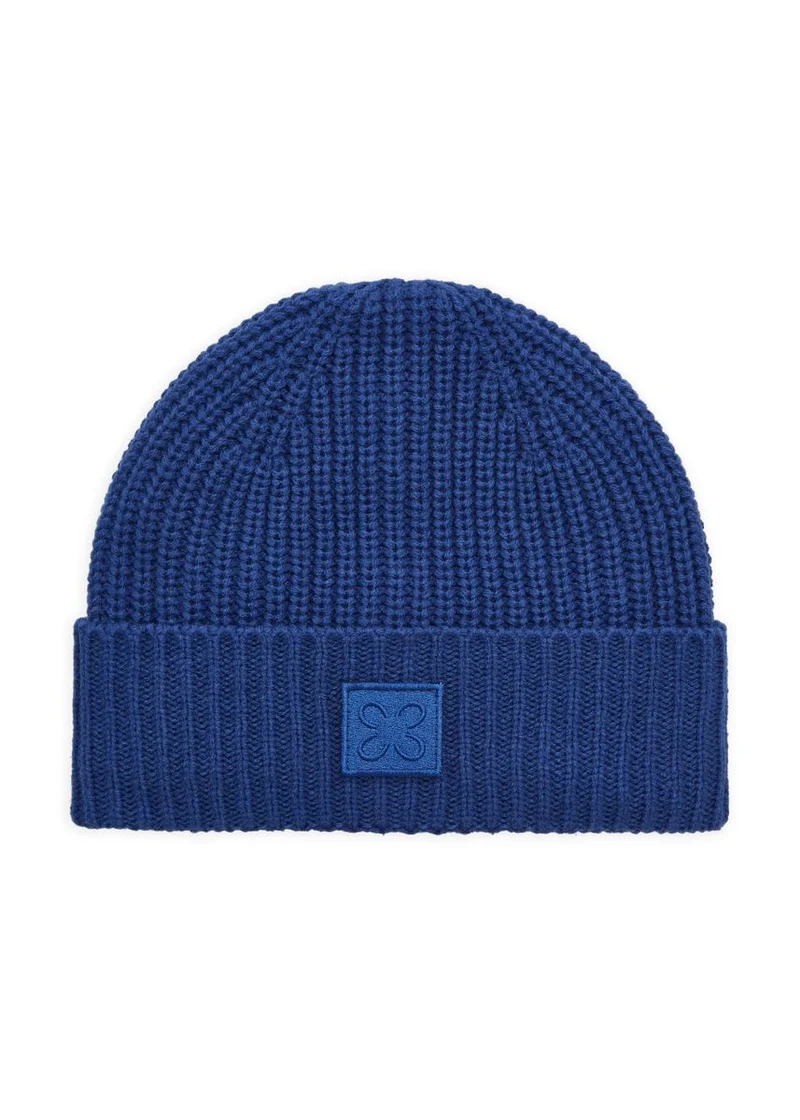 KNITTED HAT ACRYL/WOOL SOLID blue-2