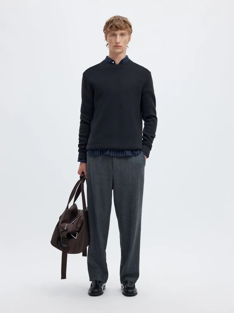 SLMDANE LS KNIT STRUCTURE CREW NECK