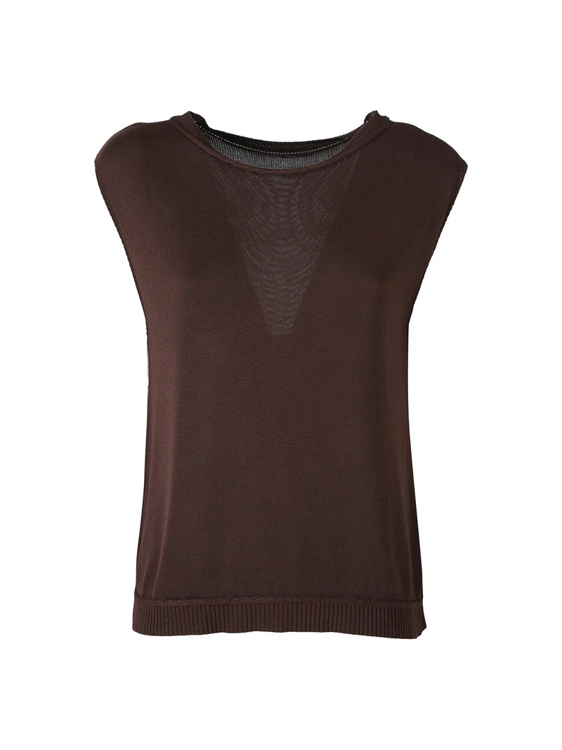 Gilet donna in maglia fine - moro