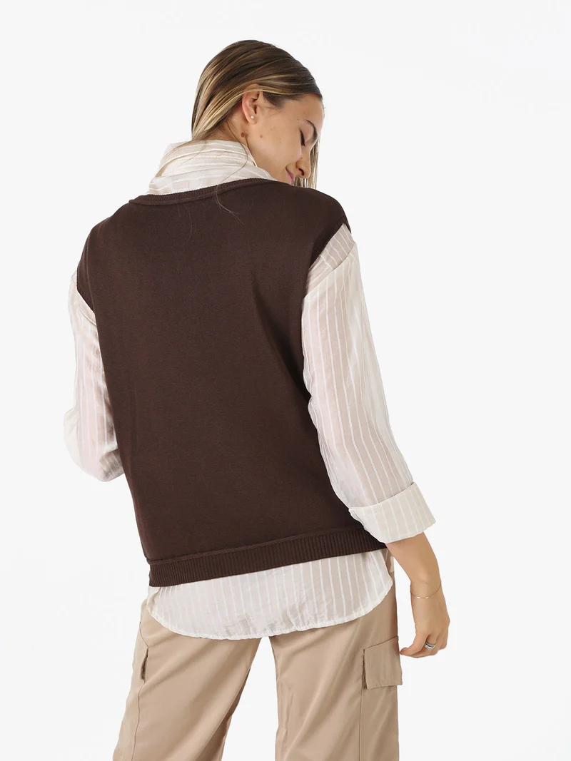 Gilet donna in maglia fine - moro