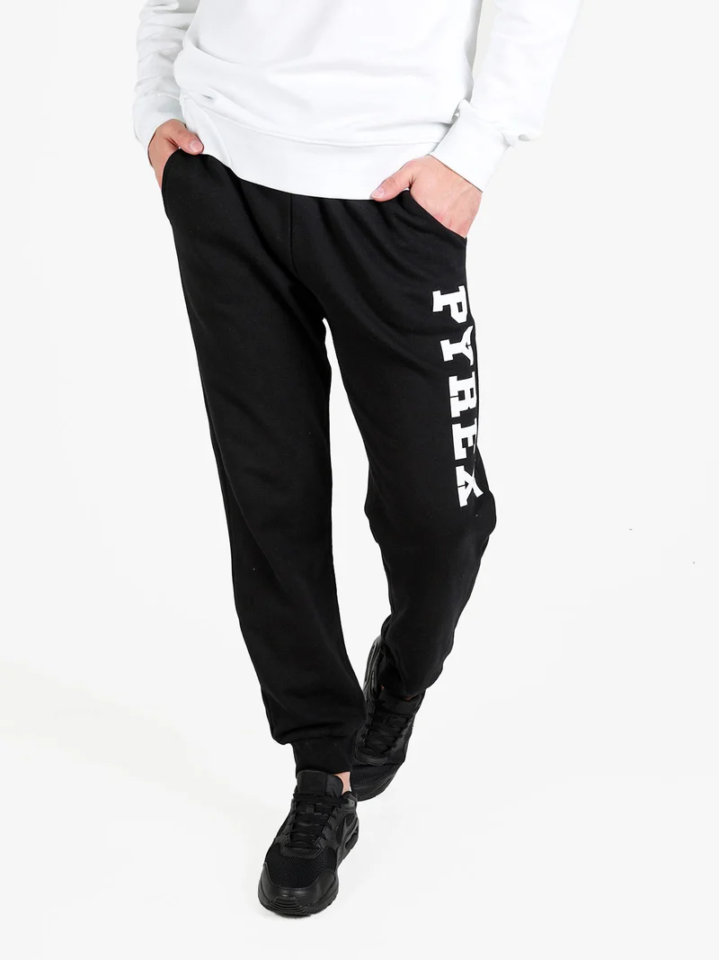 Pantaloni sportivi da uomo in felpa con polsini - nero