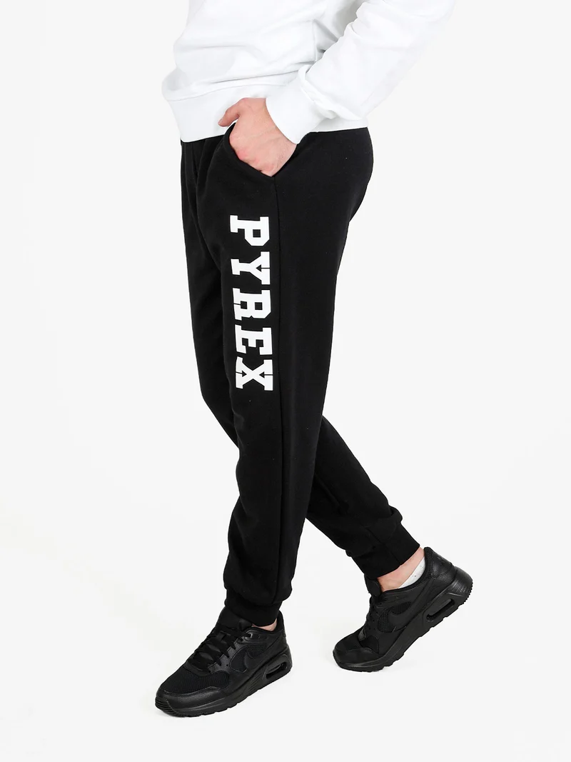 Pantaloni sportivi da uomo in felpa con polsini - nero