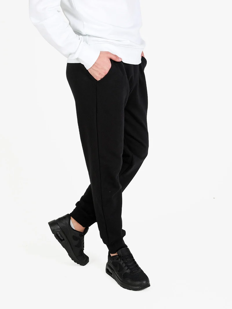 Pantaloni sportivi da uomo in felpa con polsini - nero