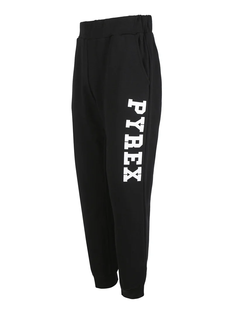 Pantaloni sportivi da uomo in felpa con polsini - nero