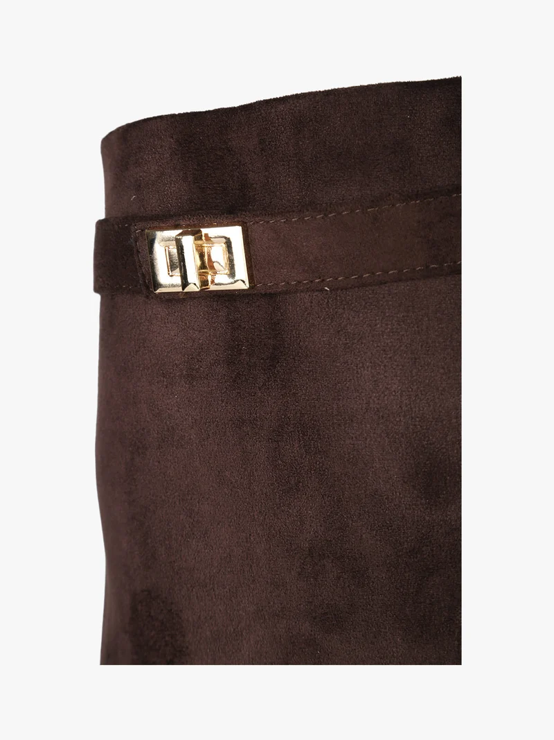 Stivali slouchy da donna scamosciati con gambale a doppio strato - moro