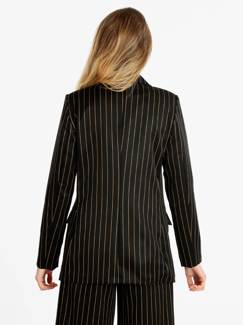 Blazer donna gessato doppiopetto - nero