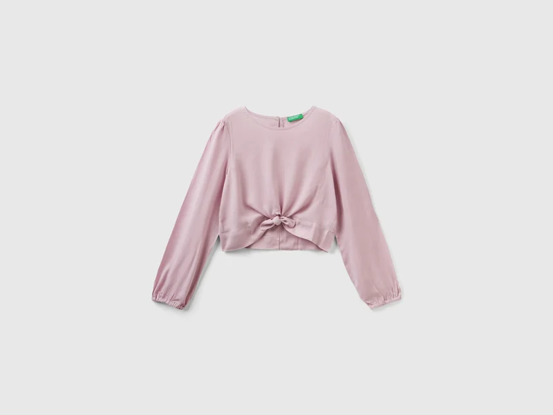 Cropped-Bluse mit Knoten