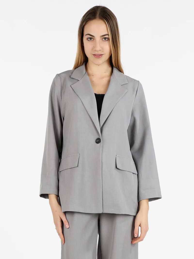 Blazer donna oversize monobottone - grigio