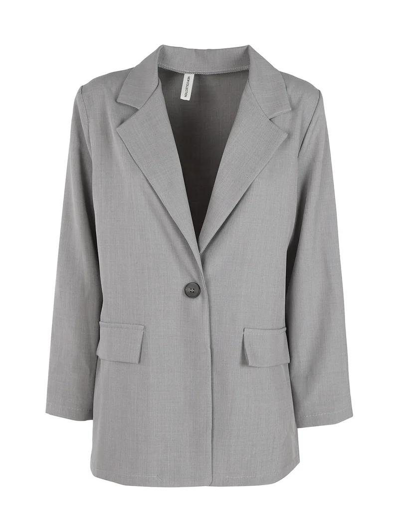 Blazer donna oversize monobottone - grigio