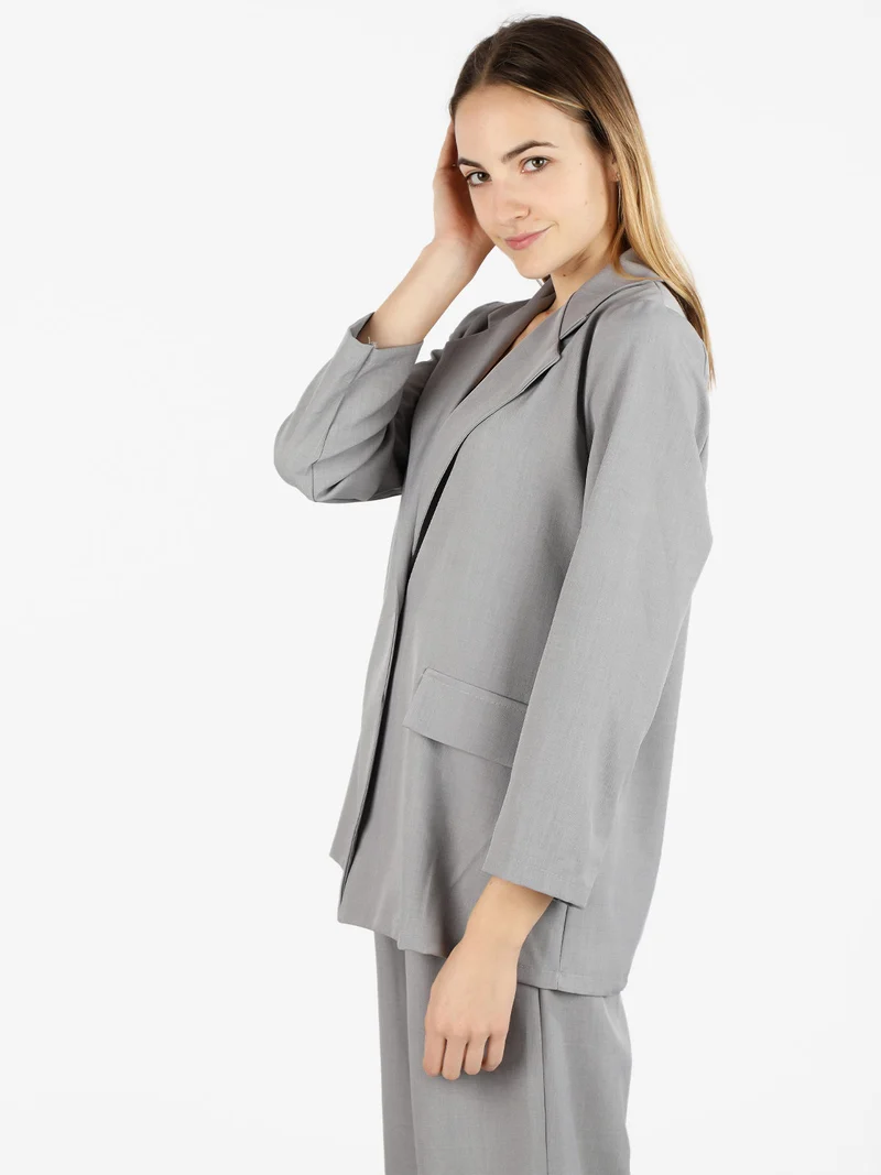 Blazer donna oversize monobottone - grigio