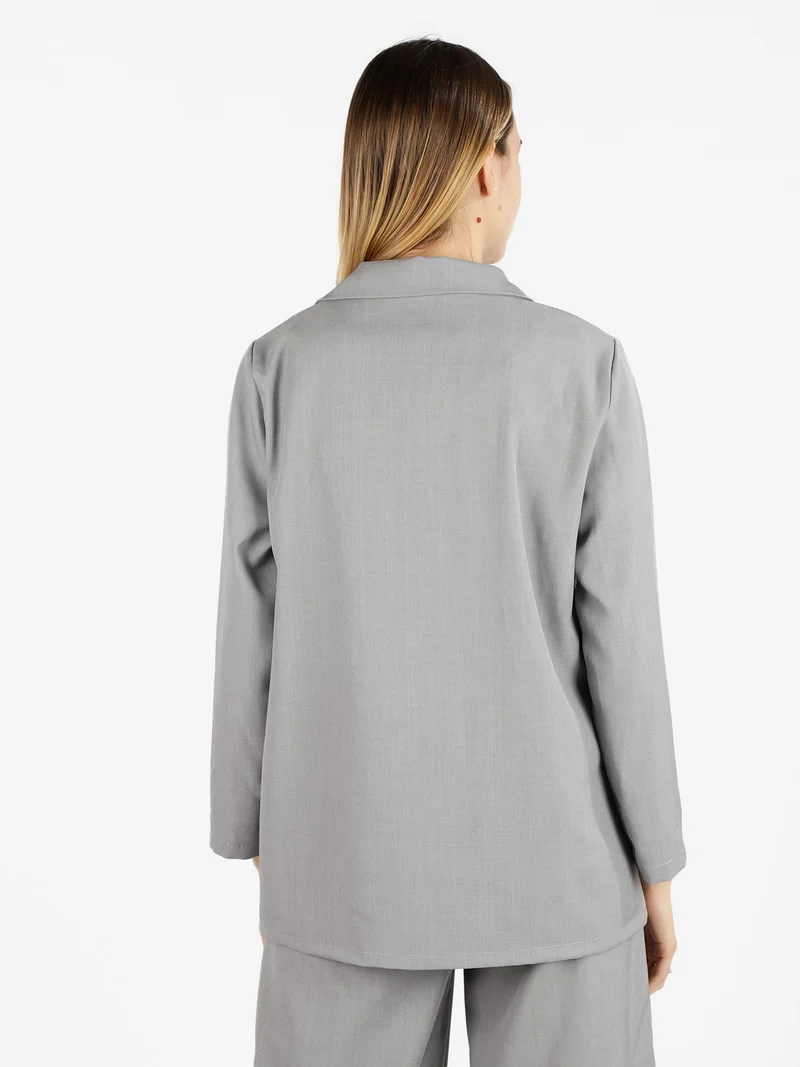 Blazer donna oversize monobottone - grigio