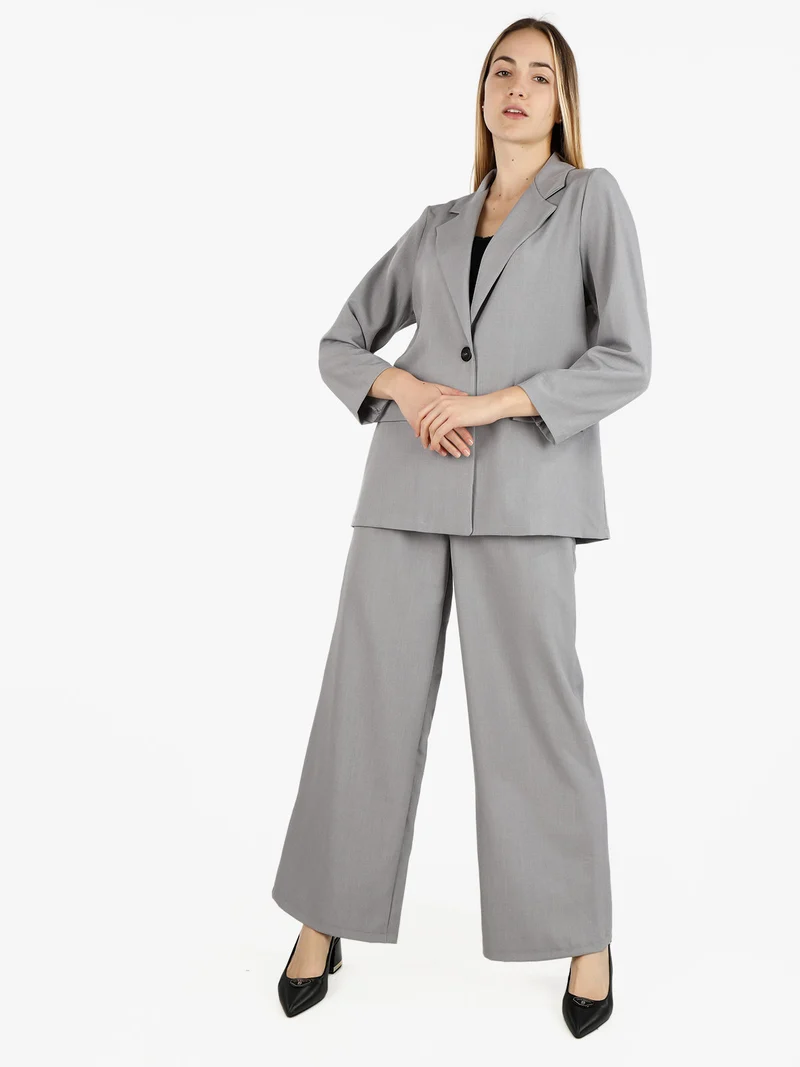 Blazer donna oversize monobottone - grigio