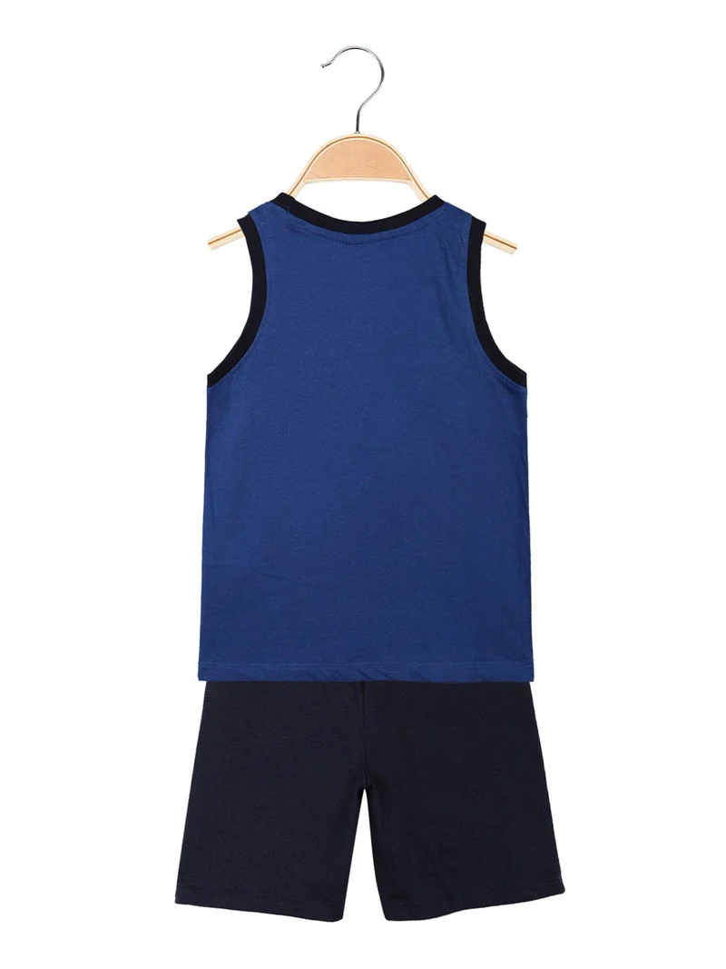 Completo corto smanicato bambino con stampa - blu