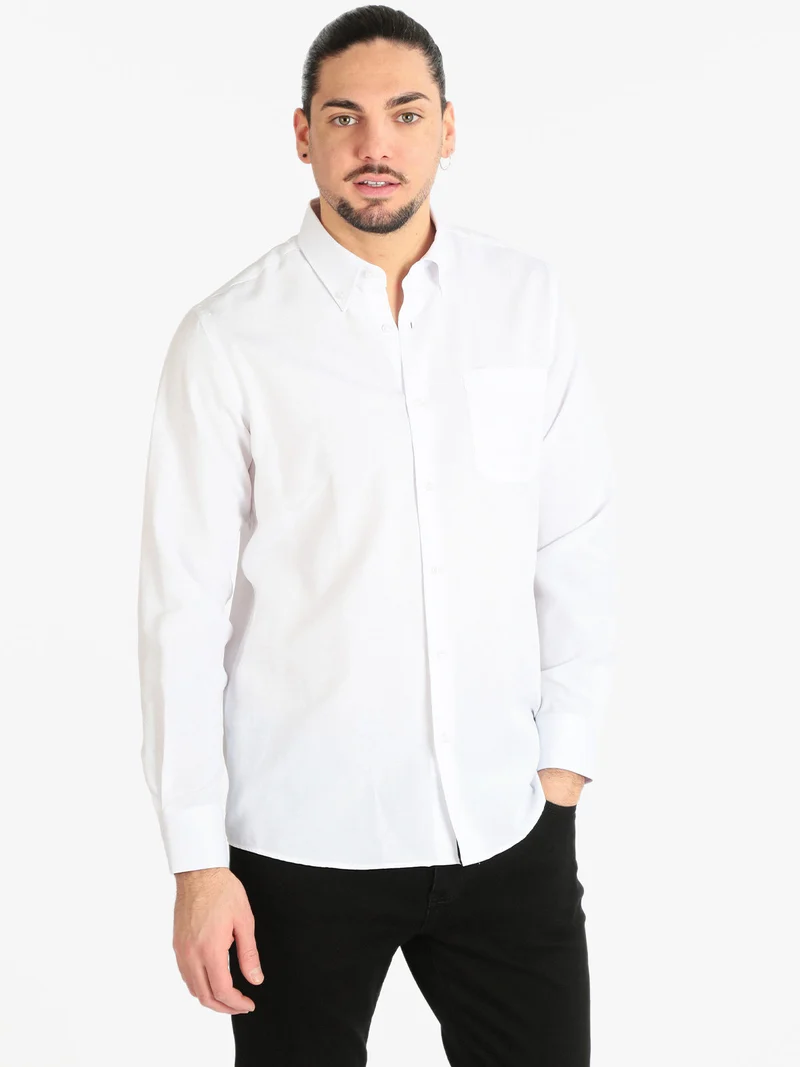 Camicia classica da uomo con taschino - bianco
