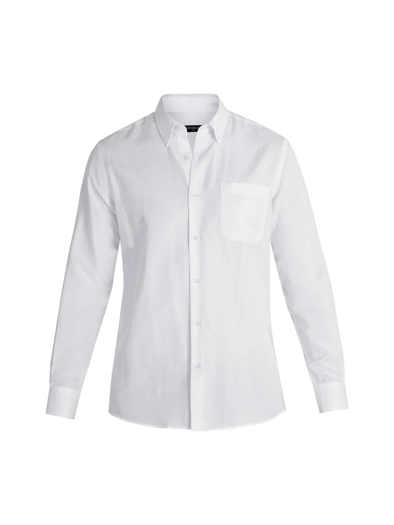 Camicia classica da uomo con taschino - bianco