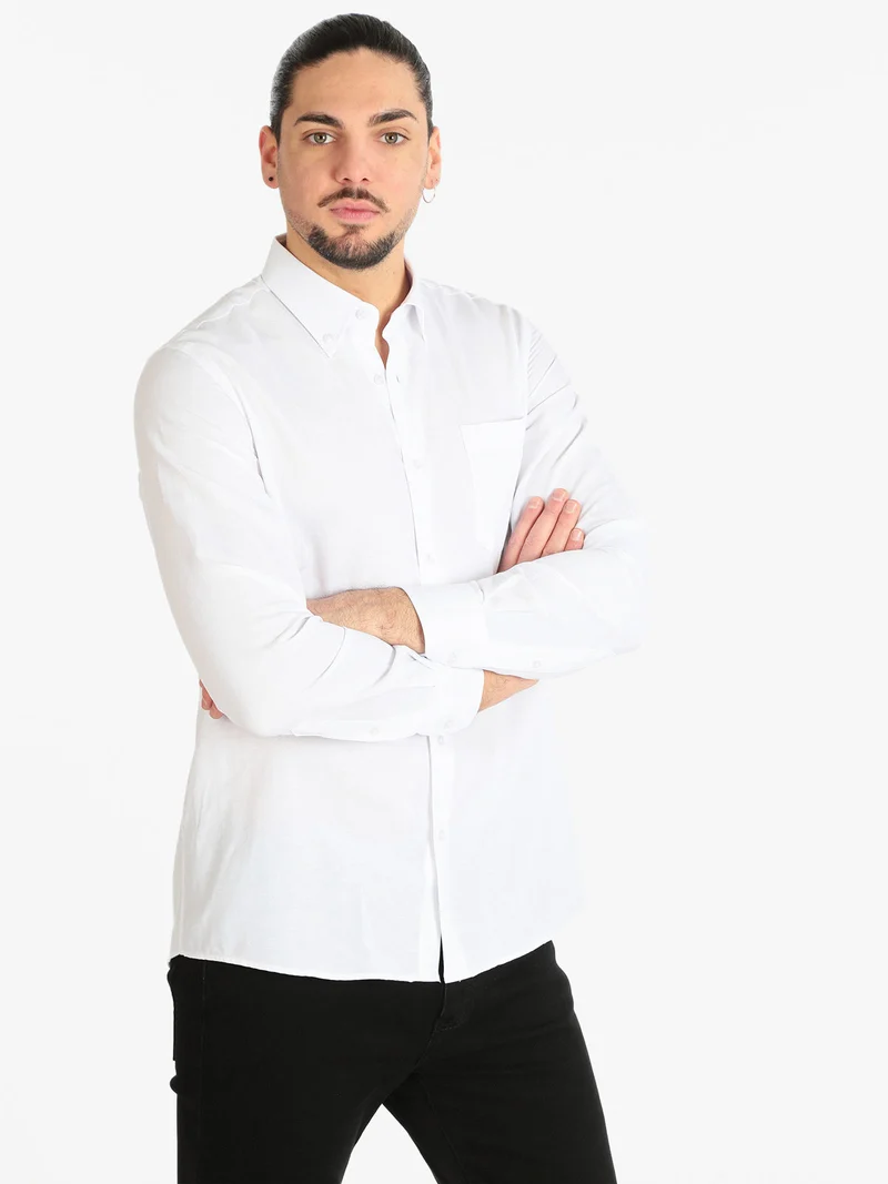 Camicia classica da uomo con taschino - bianco