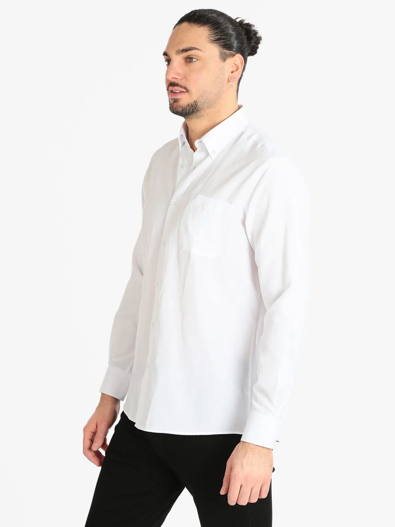 Camicia classica da uomo con taschino - bianco