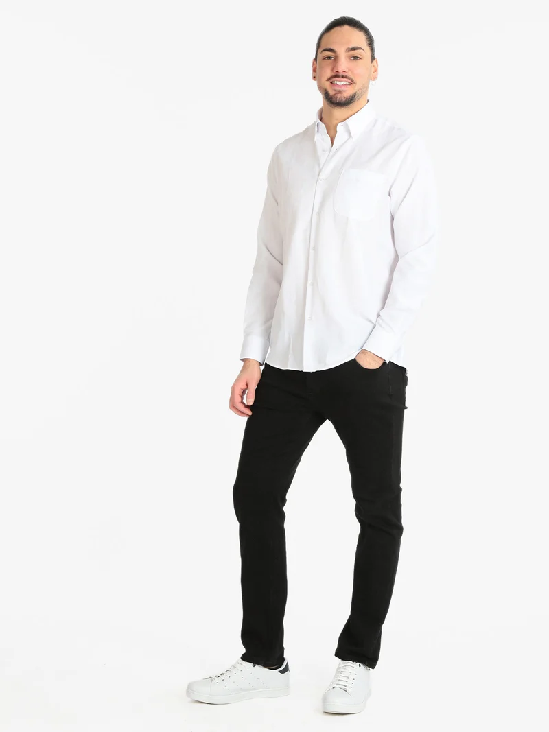 Camicia classica da uomo con taschino - bianco