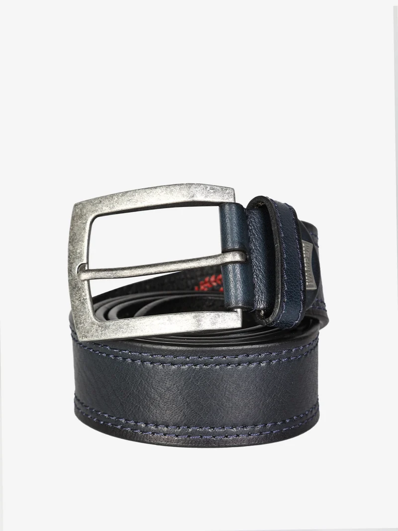 Cintura in pelle da uomo - blu scuro