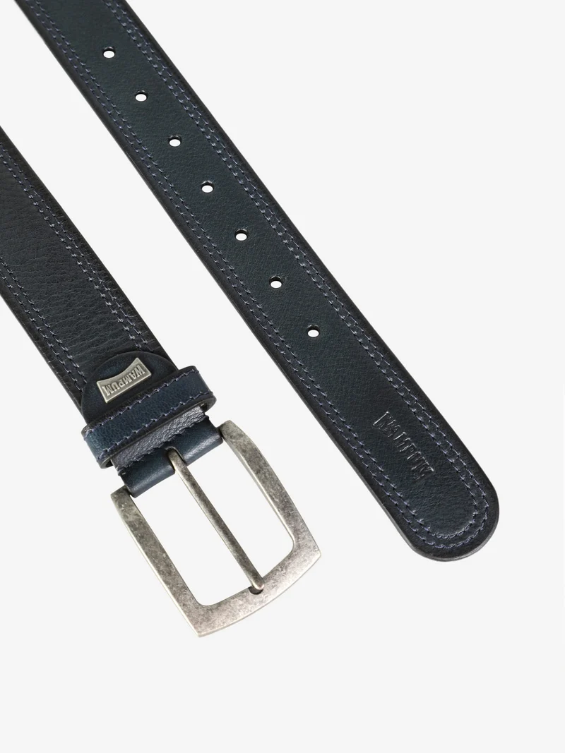 Cintura in pelle da uomo - blu scuro
