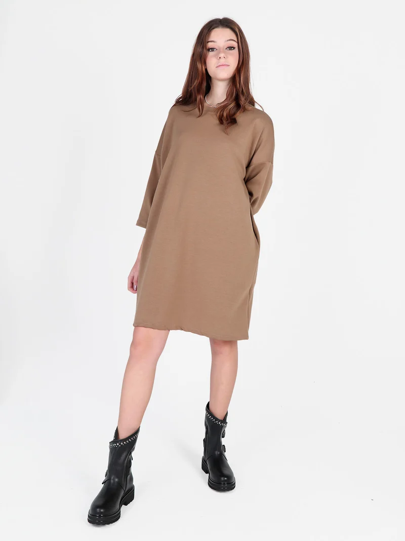 Vestito donna in felpa oversize - marrone